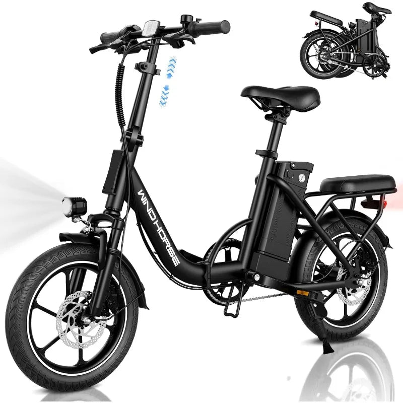 Electric Bike for Adults, Folding Ebike with 630w Peak Motor, Dual Disc Brake, 19-35 Miles Range & 25MPH (Pedal-Assist