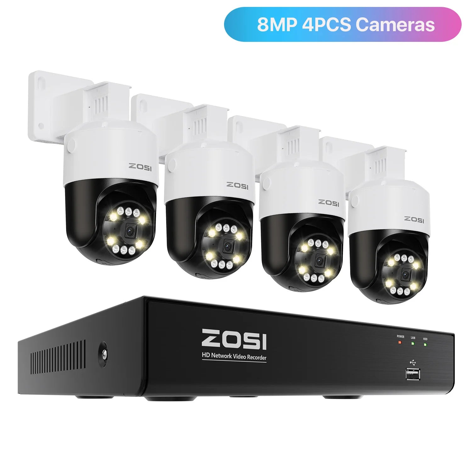 ZOSI 8MP PTZ PoE CCTV Security Camera System AI Face Person Vehicle Detect 4K 8CH Expand 16CH NVR Video Surveillance IP Cam