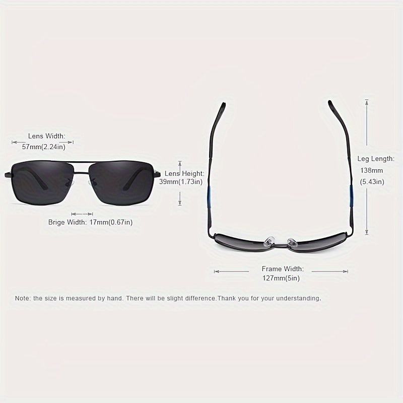 KINGSEVEN, Classic Premium Square Polarized Fashion Glasses, Aluminum Frame Double Bridges Fashion Glasses, For Men Women Casual Business Outdoor Sports Party Vacation Travel Driving Fishing Supply Photo Prop, Ideal Choice Fo