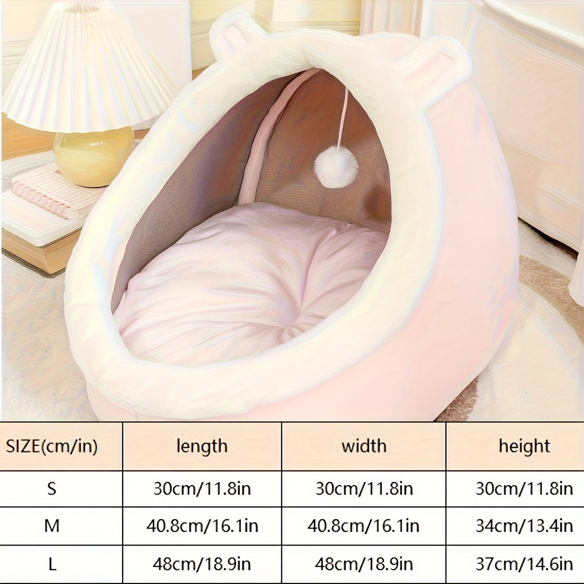 Soft Comfort Cat Cave Bed - 1pc One Cat House Tent with Washable Cushioned Pillow, Anti Slip Bottom