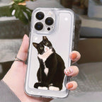 iPhone Black Cat Transparent Case: TPU, Scratch-Resistant, Wireless Charging Compatible, Full Camera Protection