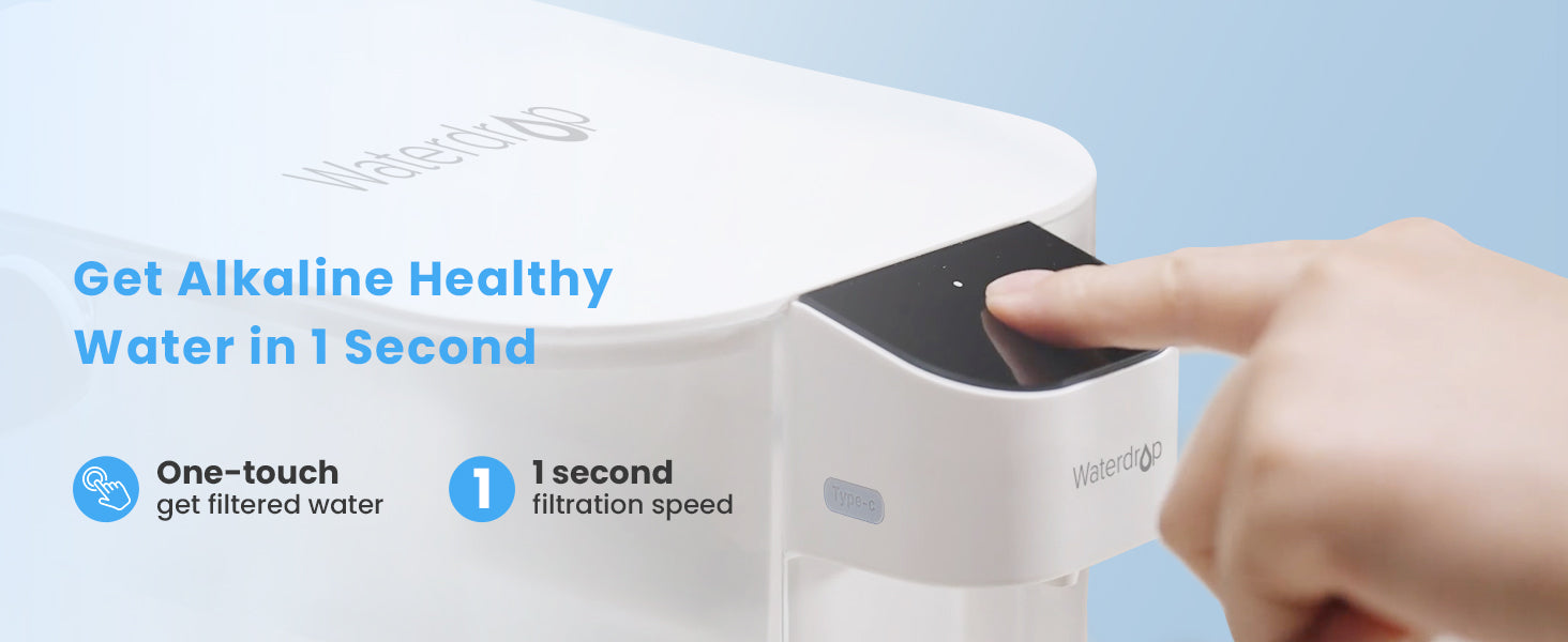 Waterdrop Alkaline Electric Water Filter Pitcher, Dispenser, NSF/ANSI 42, 200-Gallon, 5X Times Long-Life Countertop Water Filter