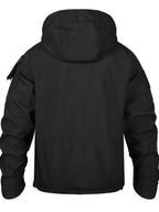 Men's 2pcs Fleece-Lined Hooded Jacket & Pants Set - Windproof Softshell Winter Clothing, Full-Zip Mummy-Like Zipper, Multi-Pocket Shell (Grey/Black) for Skiing, Hiking, Snow Sports - Thermal Outfit, Mens Clothes, Workwear For