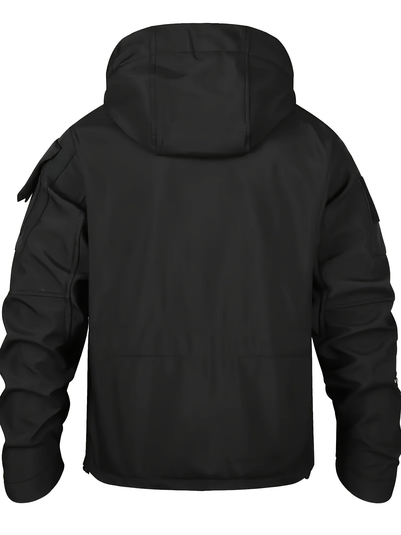 Men's 2pcs Fleece-Lined Hooded Jacket & Pants Set - Windproof Softshell Winter Clothing, Full-Zip Mummy-Like Zipper, Multi-Pocket Shell (Grey/Black) for Skiing, Hiking, Snow Sports - Thermal Outfit, Mens Clothes, Workwear For