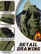 Men's 2pcs Fleece-Lined Hooded Jacket & Pants Set - Windproof Softshell Winter Clothing, Full-Zip Mummy-Like Zipper, Multi-Pocket Shell (Grey/Black) for Skiing, Hiking, Snow Sports - Thermal Outfit, Mens Clothes, Workwear For