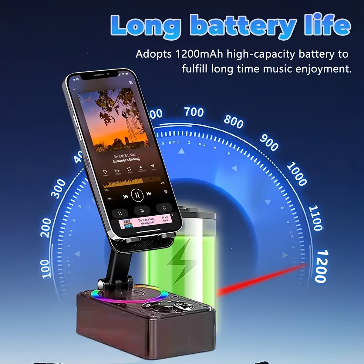 3-in-1 Portable Cell Phone Stand - Wireless Speaker with HD Surround Sound, Induction Speaker, Compatible with Any Smartphones, Phones, and Tablets for Home and Outdoor Use