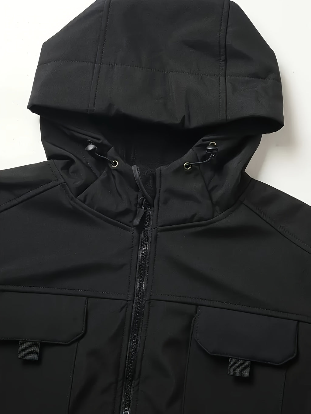 Men's 2pcs Fleece-Lined Hooded Jacket & Pants Set - Windproof Softshell Winter Clothing, Full-Zip Mummy-Like Zipper, Multi-Pocket Shell (Grey/Black) for Skiing, Hiking, Snow Sports - Thermal Outfit, Mens Clothes, Workwear For