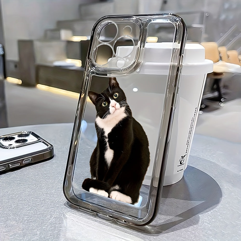 iPhone Black Cat Transparent Case: TPU, Scratch-Resistant, Wireless Charging Compatible, Full Camera Protection
