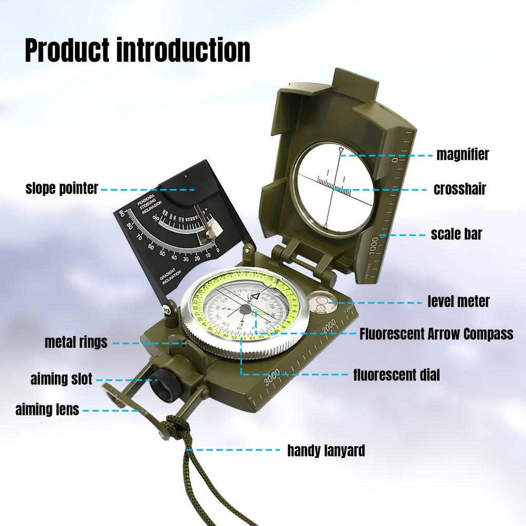 Multifunctional Luminous Dial Waterproof Anti-fog Accurate Compass For Hiking Camp