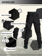 Men's 2pcs Fleece-Lined Hooded Jacket & Pants Set - Windproof Softshell Winter Clothing, Full-Zip Mummy-Like Zipper, Multi-Pocket Shell (Grey/Black) for Skiing, Hiking, Snow Sports - Thermal Outfit, Mens Clothes, Workwear For