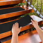 Heavy Duty Non-Slip Outdoor Stair Treads - 4x30 Inch (10-Pack) Industrial/Sturdy Adhesive Step Grips with Pre-Cut 80 Grit Anti-Slip Tape - All-Weather Vinyl Treads for Stairs, Decks, Skateboards, Commercial/Residential Use -
