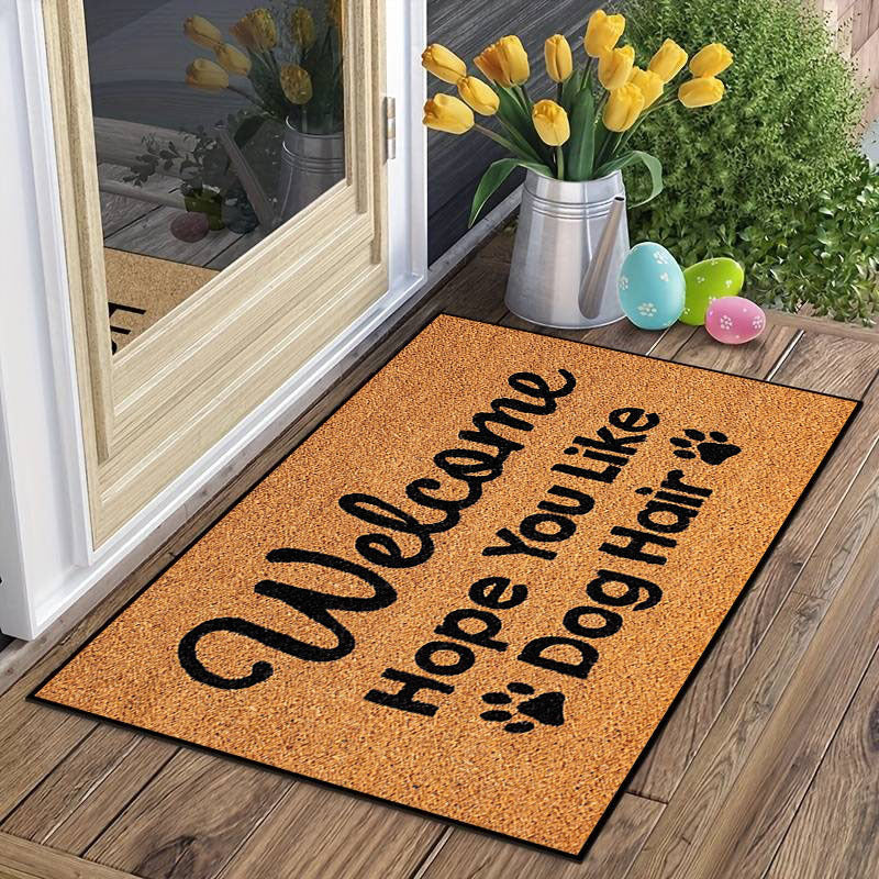 Non-Slip, Quick-Dry Dog Lover Doormat "Welcome Like You Hair" - 1pc, Absorbent, Dirt-Resistant, Rectangular Welcome Mat for Indoor/Outdoor Use, 16x24in/20x31.5in, TPR & Polyester, Hand Wash Only