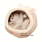 Soft Comfort Cat Cave Bed - 1pc One Cat House Tent with Washable Cushioned Pillow, Anti Slip Bottom