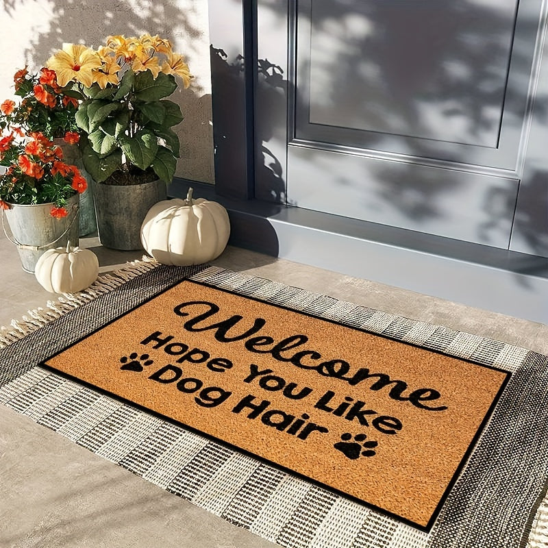 Non-Slip, Quick-Dry Dog Lover Doormat "Welcome Like You Hair" - 1pc, Absorbent, Dirt-Resistant, Rectangular Welcome Mat for Indoor/Outdoor Use, 16x24in/20x31.5in, TPR & Polyester, Hand Wash Only