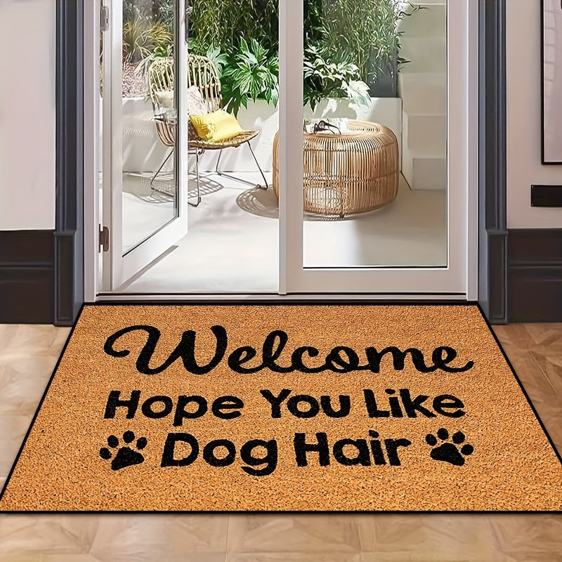 Non-Slip, Quick-Dry Dog Lover Doormat "Welcome Like You Hair" - 1pc, Absorbent, Dirt-Resistant, Rectangular Welcome Mat for Indoor/Outdoor Use, 16x24in/20x31.5in, TPR & Polyester, Hand Wash Only