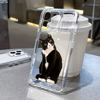 iPhone Black Cat Transparent Case: TPU, Scratch-Resistant, Wireless Charging Compatible, Full Camera Protection