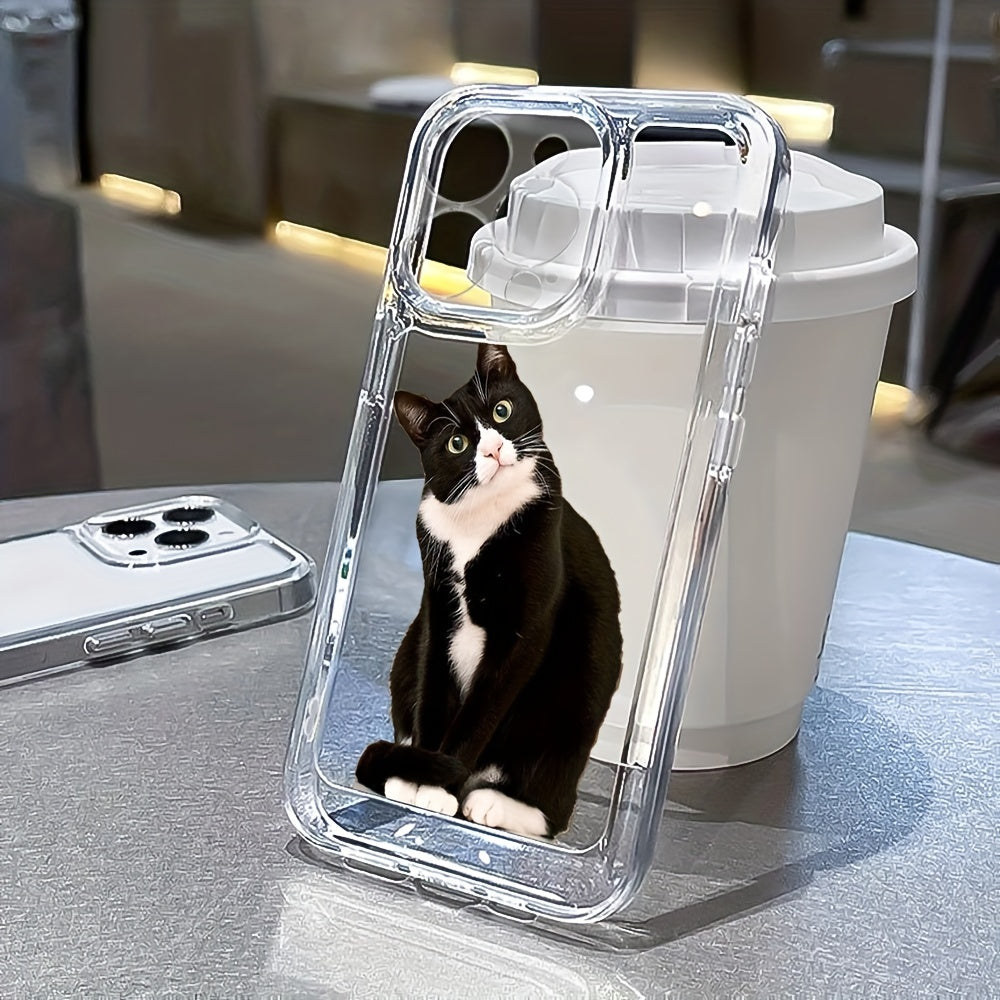 iPhone Black Cat Transparent Case: TPU, Scratch-Resistant, Wireless Charging Compatible, Full Camera Protection