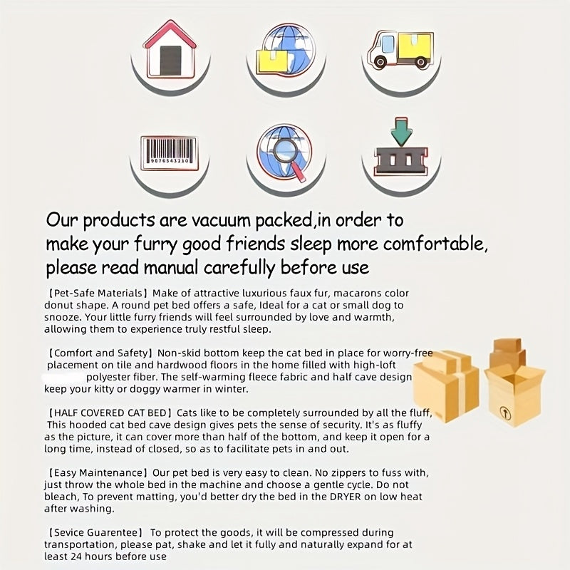 Soft Comfort Cat Cave Bed - 1pc One Cat House Tent with Washable Cushioned Pillow, Anti Slip Bottom