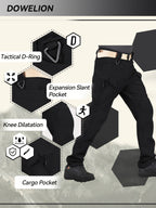 Men's 2pcs Fleece-Lined Hooded Jacket & Pants Set - Windproof Softshell Winter Clothing, Full-Zip Mummy-Like Zipper, Multi-Pocket Shell (Grey/Black) for Skiing, Hiking, Snow Sports - Thermal Outfit, Mens Clothes, Workwear For