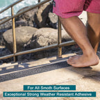 Heavy Duty Non-Slip Outdoor Stair Treads - 4x30 Inch (10-Pack) Industrial/Sturdy Adhesive Step Grips with Pre-Cut 80 Grit Anti-Slip Tape - All-Weather Vinyl Treads for Stairs, Decks, Skateboards, Commercial/Residential Use -