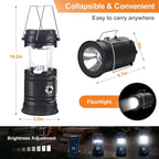 Solar Camping Lantern Collapsible LED Solar USB Rechargeable Lantern Flashlight Emergency Hanging Lights for Outdoor Camping