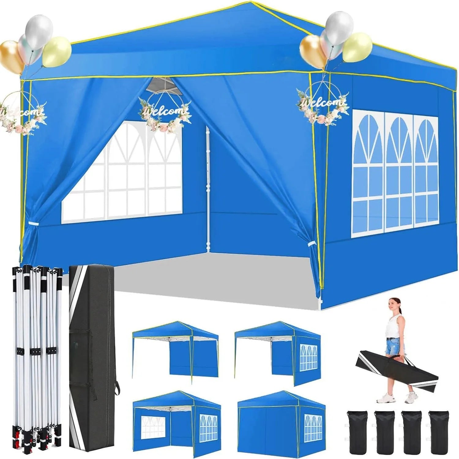 10x10ft Premium Event Canopy with Modular Walls, Heavy Duty Pop Up Tent with Reinforced Frame, Commercial Grade Outdoor Shelter