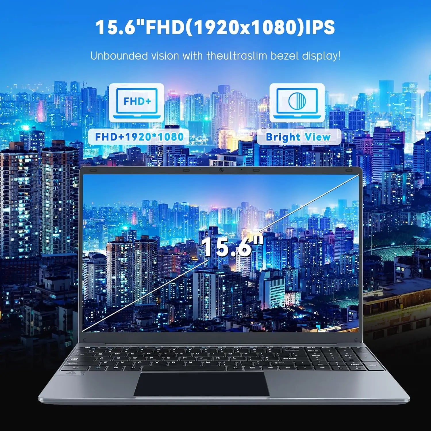 15.6 Inch Laptop Windows 11 Notebook 16G RAM 512GB SSD Quad-Core Intel Celeron N5095 Processors 1080P IPS FHD Laptop Computer