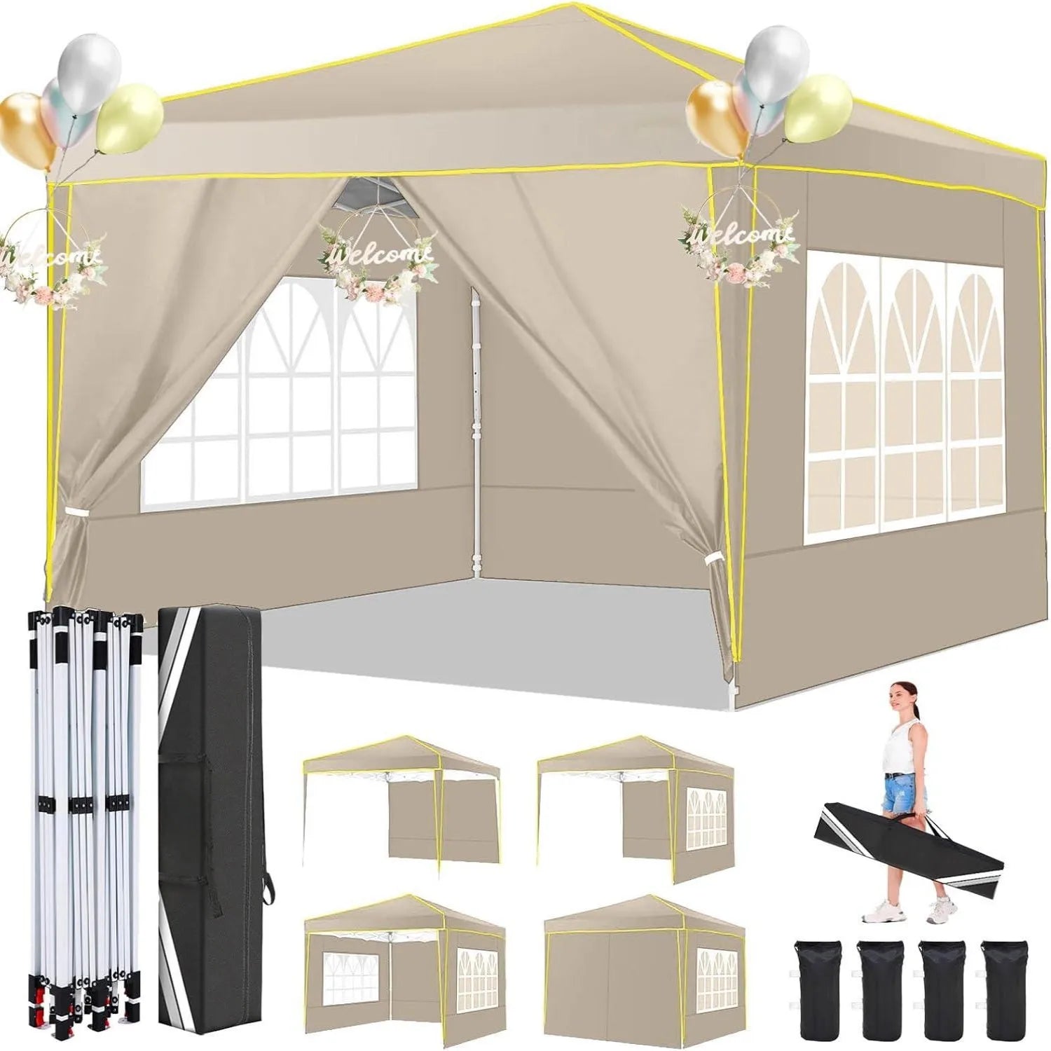 10x10ft Premium Event Canopy with Modular Walls, Heavy Duty Pop Up Tent with Reinforced Frame, Commercial Grade Outdoor Shelter