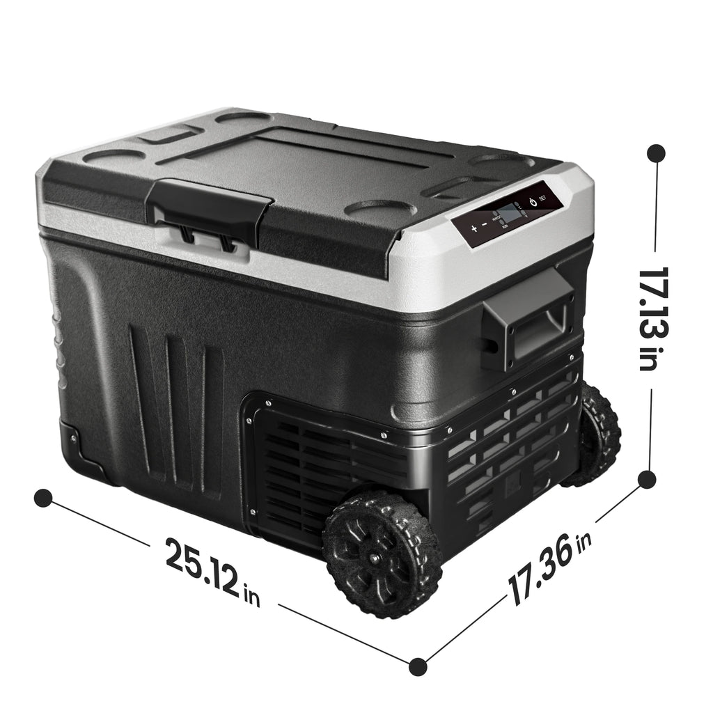 SIMZLIFE 35/50L Car Refrigerator, 12V/24V,110-240V,Portable Freezer,-4℉~68℉ Fridge with Wheel and Basket,For Travel,Camping,RV