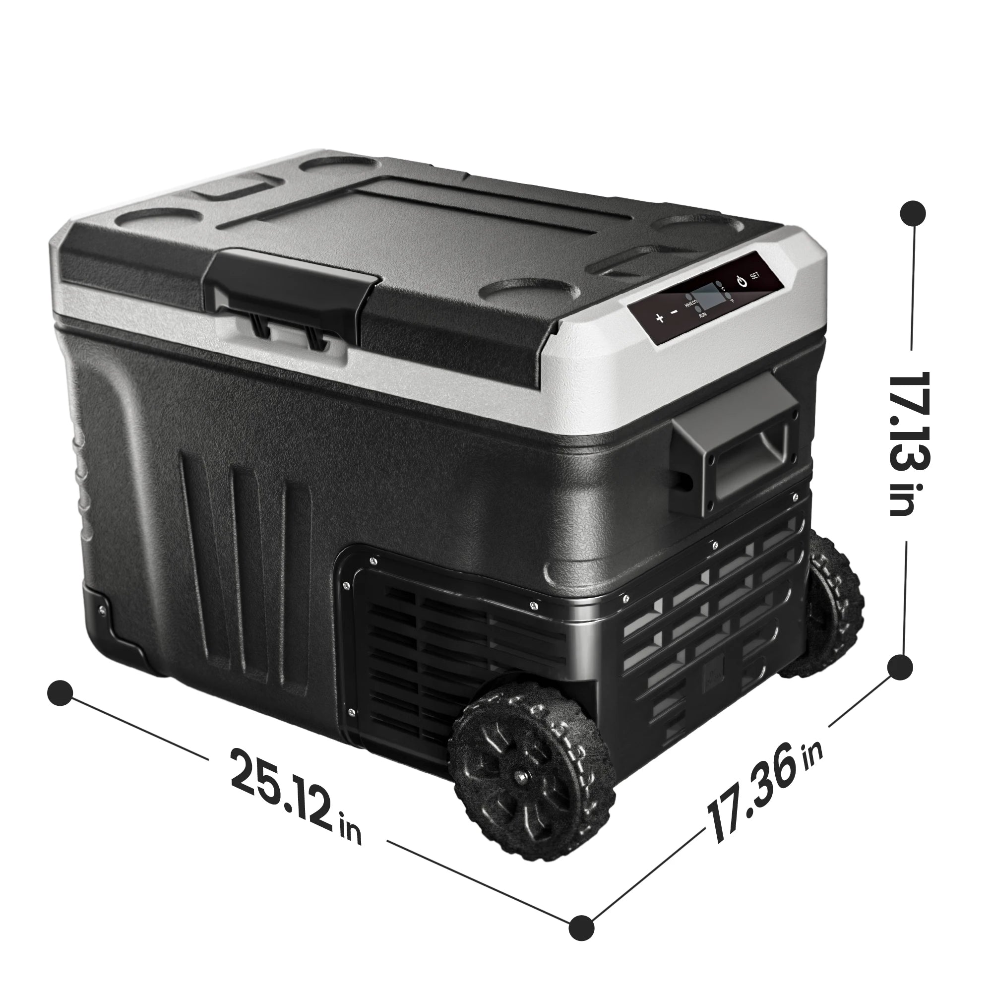 SIMZLIFE 35/50L Car Refrigerator, 12V/24V,110-240V,Portable Freezer,-4℉~68℉ Fridge with Wheel and Basket,For Travel,Camping,RV