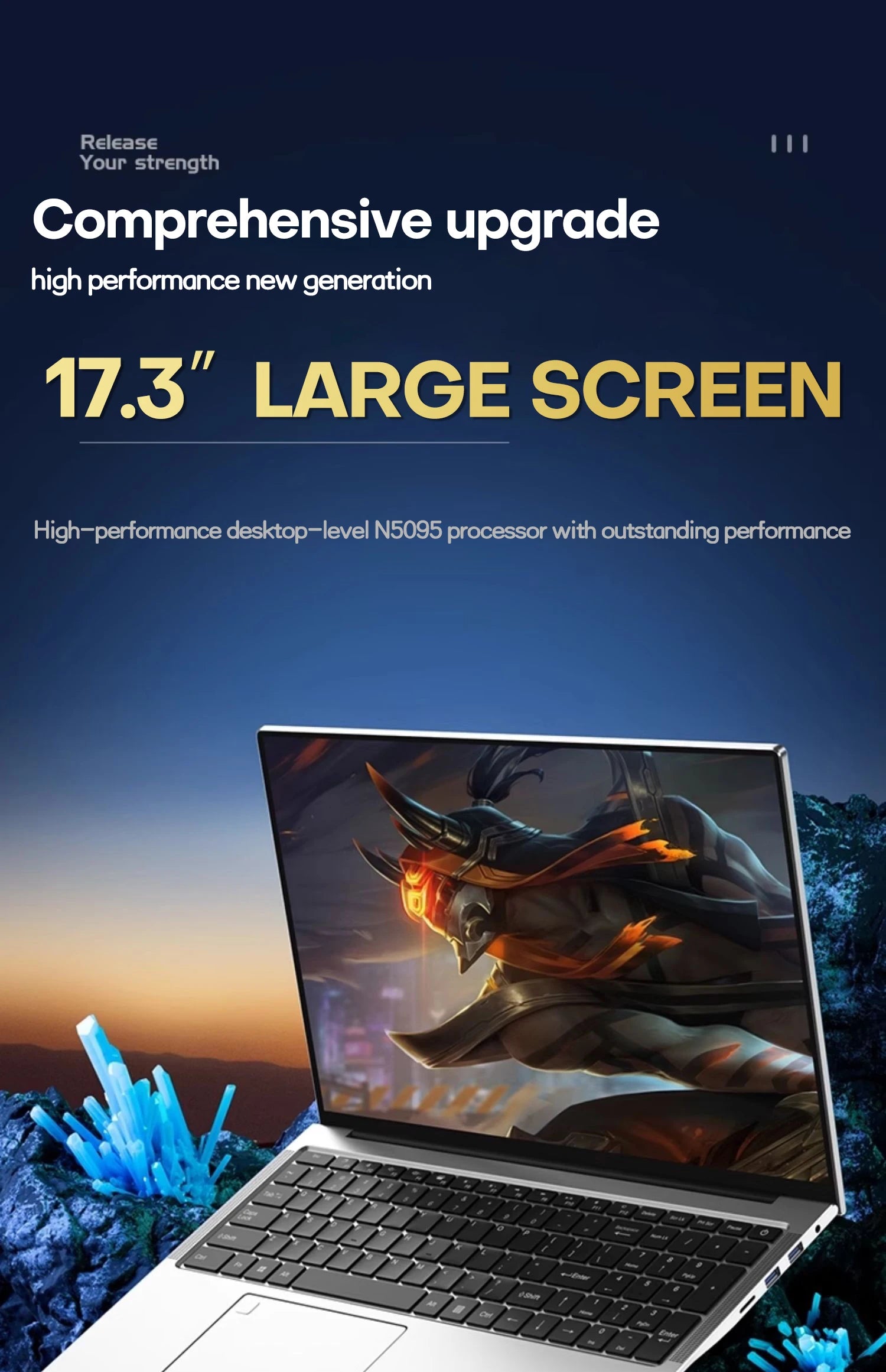 17.3" Computer Laptop intel Celeron N5095 16GB DDR4 1TB SSD Windows 11 Fingerprint Office Laptops Notebook Computer Portable PC