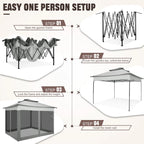 12x12 Pop up Gazebo on Clearance with Mosquito Netting,Outdoor Canopy Tent with Carry Bag, Gazebo for Garden,Backyard,Lawn,Patio