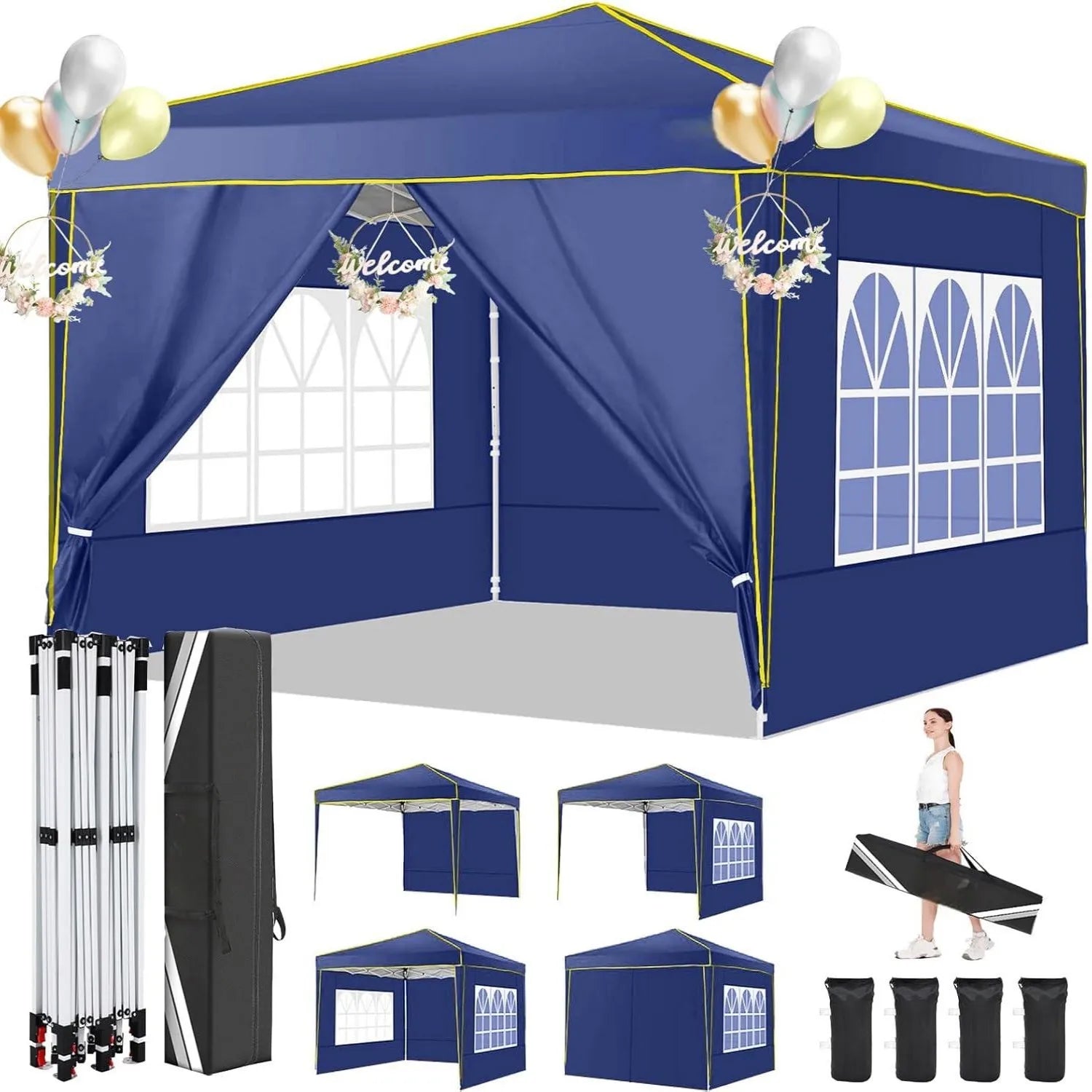 10x10ft Premium Event Canopy with Modular Walls, Heavy Duty Pop Up Tent with Reinforced Frame, Commercial Grade Outdoor Shelter