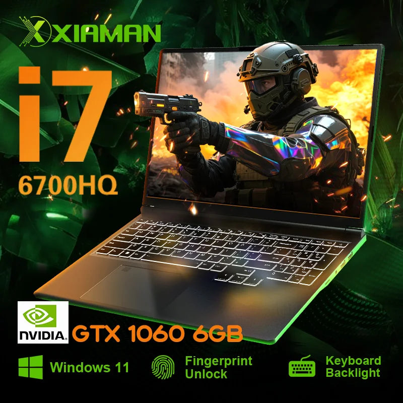 2025 Xiaman 16" Gaming Laptop intel Core i7-6700HQ GTX 1060 IPS 1920*1200 Notebook Gamer 16GB DDR4 1TB SSD Windows 11 Laptop PC