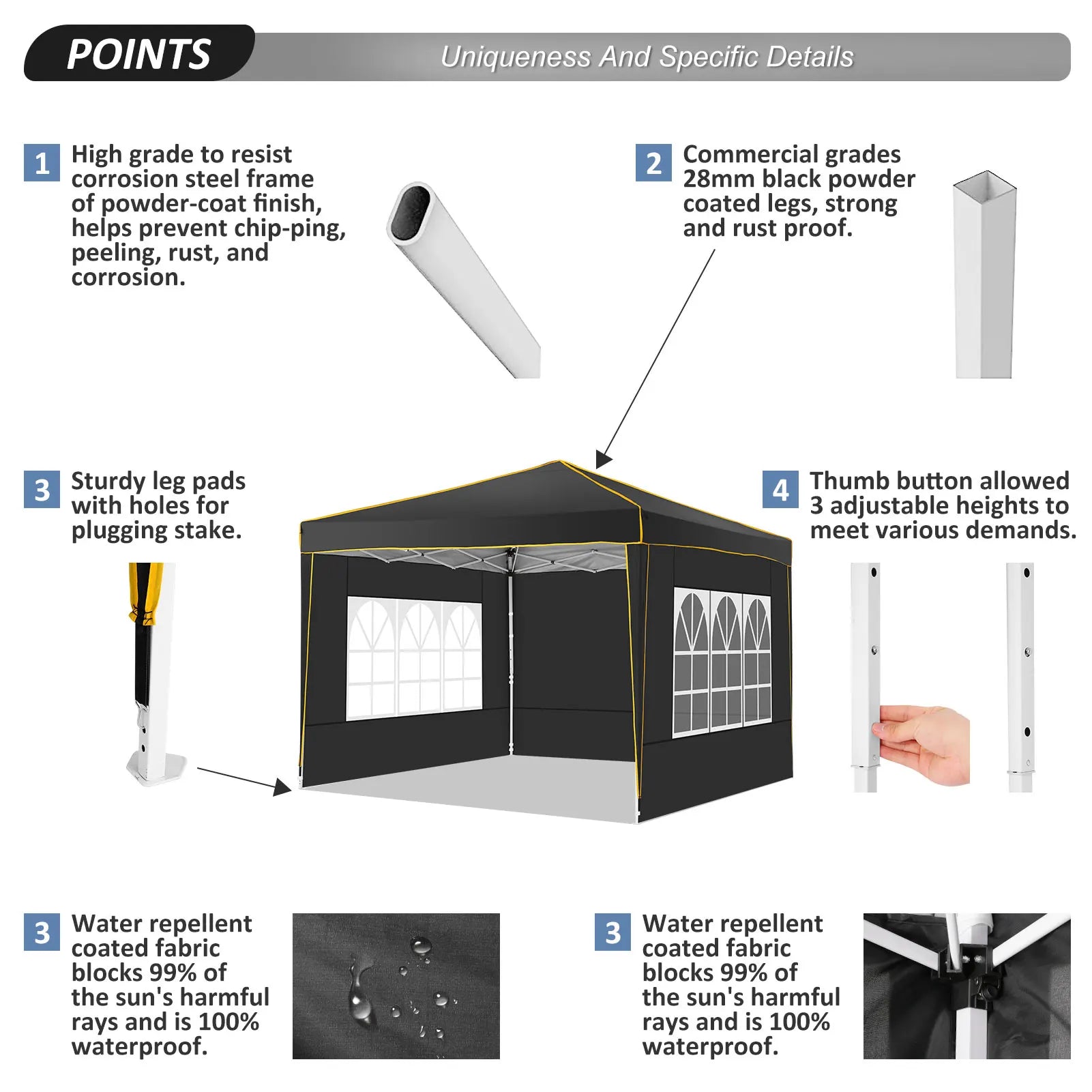 10x10ft Premium Event Canopy with Modular Walls, Heavy Duty Pop Up Tent with Reinforced Frame, Commercial Grade Outdoor Shelter