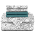 Lux Decor 6Pc Paisley Sheet Set – Soft Microfiber, Wrinkle-Free, Luxurious Printed Bed Sheets