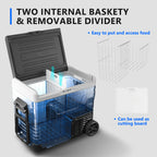 SIMZLIFE 35/50L Car Refrigerator, 12V/24V,110-240V,Portable Freezer,-4℉~68℉ Fridge with Wheel and Basket,For Travel,Camping,RV