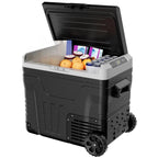 SIMZLIFE 35/50L Car Refrigerator, 12V/24V,110-240V,Portable Freezer,-4℉~68℉ Fridge with Wheel and Basket,For Travel,Camping,RV