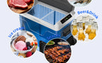 SIMZLIFE 35/50L Car Refrigerator, 12V/24V,110-240V,Portable Freezer,-4℉~68℉ Fridge with Wheel and Basket,For Travel,Camping,RV