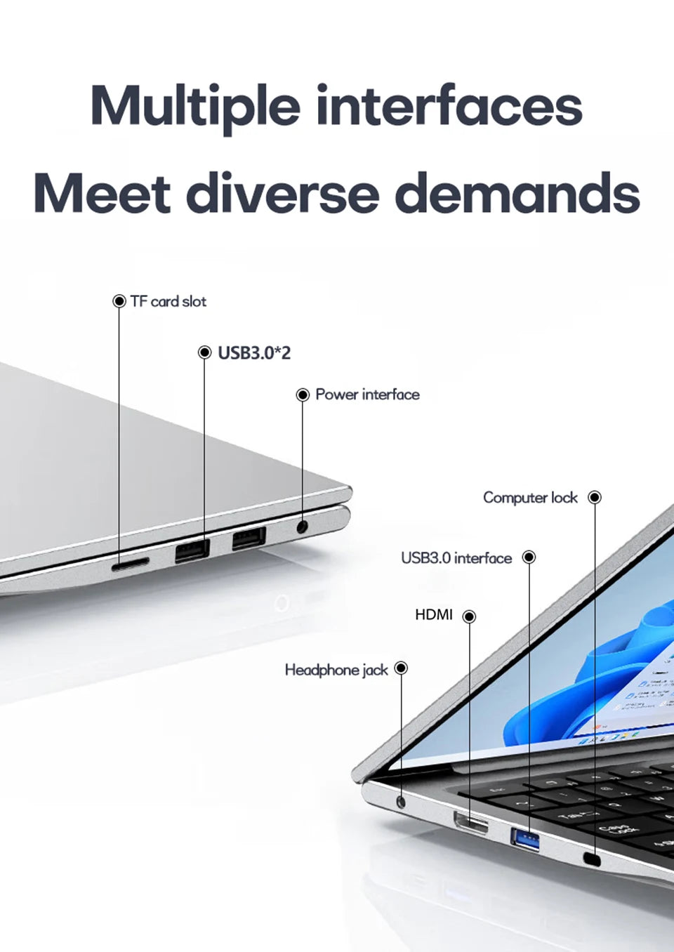 17.3" Computer Laptop intel Celeron N5095 16GB DDR4 1TB SSD Windows 11 Fingerprint Office Laptops Notebook Computer Portable PC