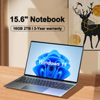 NEW 15.6" Ultra Slim Laptop 16GB RAM 2TB SSD Intel N3700 Notebook Gamer 1920*1080 Display Office Study Computer PC Windows11 Pro