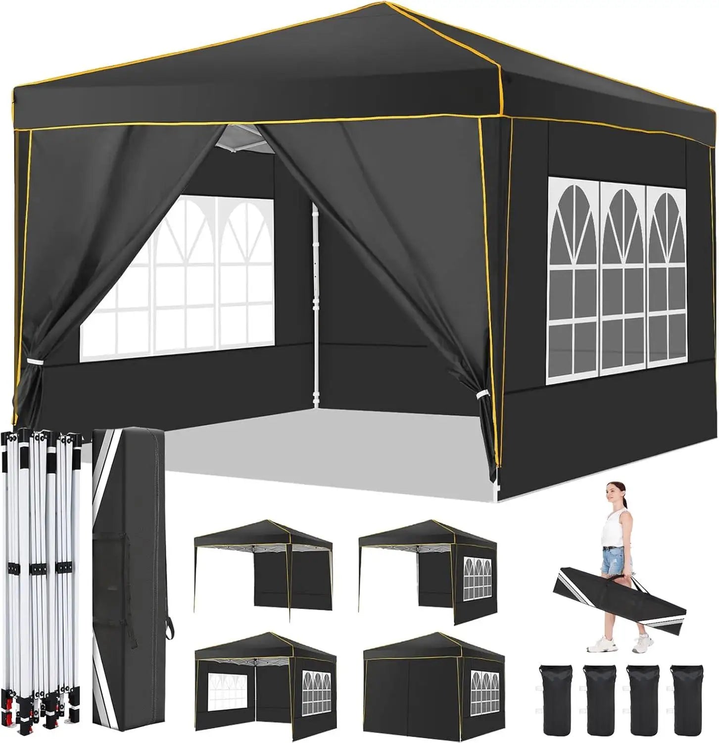 10x10ft Premium Event Canopy with Modular Walls, Heavy Duty Pop Up Tent with Reinforced Frame, Commercial Grade Outdoor Shelter