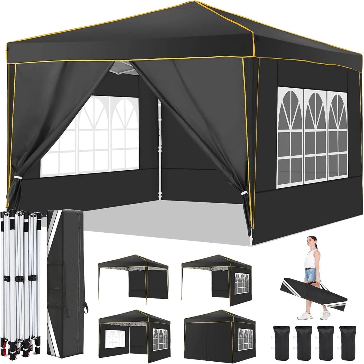 10x10ft Premium Event Canopy with Modular Walls, Heavy Duty Pop Up Tent with Reinforced Frame, Commercial Grade Outdoor Shelter