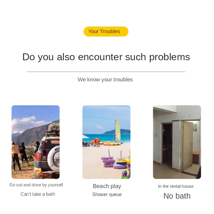 Portable Camping Shower Hiking Travel 12V Car Cigarette Lighter Outdoor Bath Shower of Plant Watering Car Cleaning Pet Bath Pump