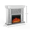 43'' W Crushed Diamonds Mirrored Electric Fireplace & Heater With LED Flame