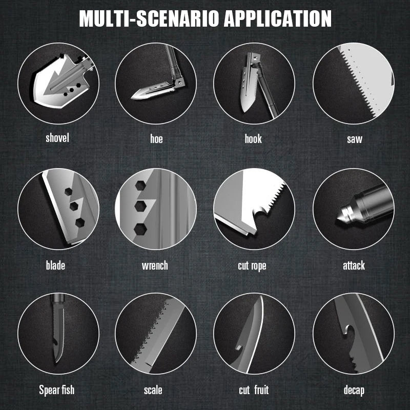 MT14102 Survival Folding Shovel Aluminum Tactical Search Shovel Car Snow Shovels Garden Tool Multi-function Shovels For Military