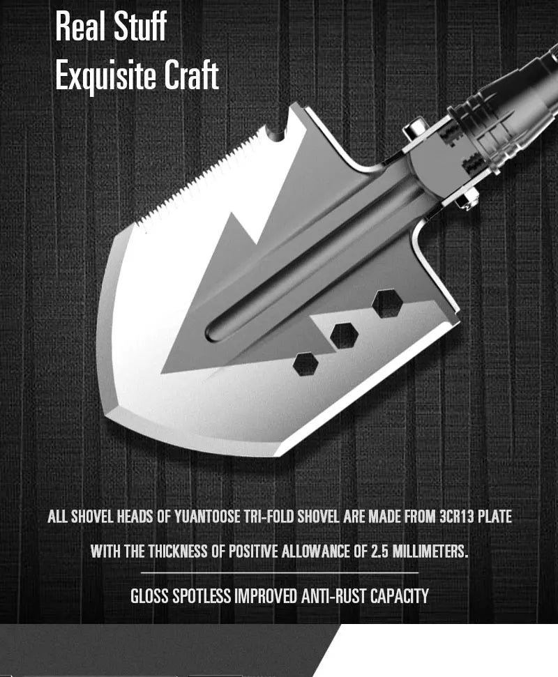 MT14102 Survival Folding Shovel Aluminum Tactical Search Shovel Car Snow Shovels Garden Tool Multi-function Shovels For Military