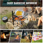 VEVOR Swivel Campfire Grill, Fire Pit Grill Grate Over Fire Pits Heavy Duty Steel Grill Grates 360° Adjustable Open Fire Outdoor