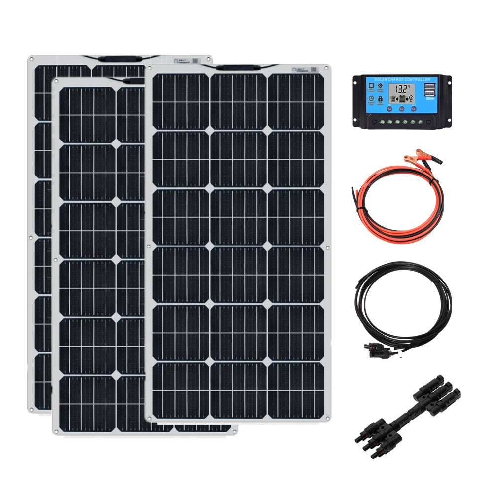 300W Flexible Solar Panel Kit 200W 18V 100W Monocrystalline Panel Solar cell Camping Car RV Battery Charger Home Solares Paneles
