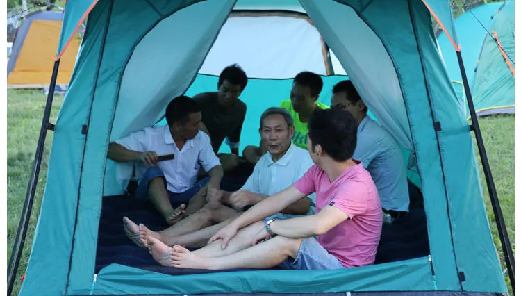 5-8/8-12 Person Outdoor Canopy Tent, Two Bedroom One Living Room Large Tent Mosquito Proof Skylight Family Travel Outing Equipm